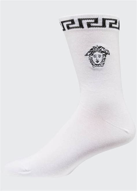 Versace Men's Signature Medusa Head/Greek Key Socks